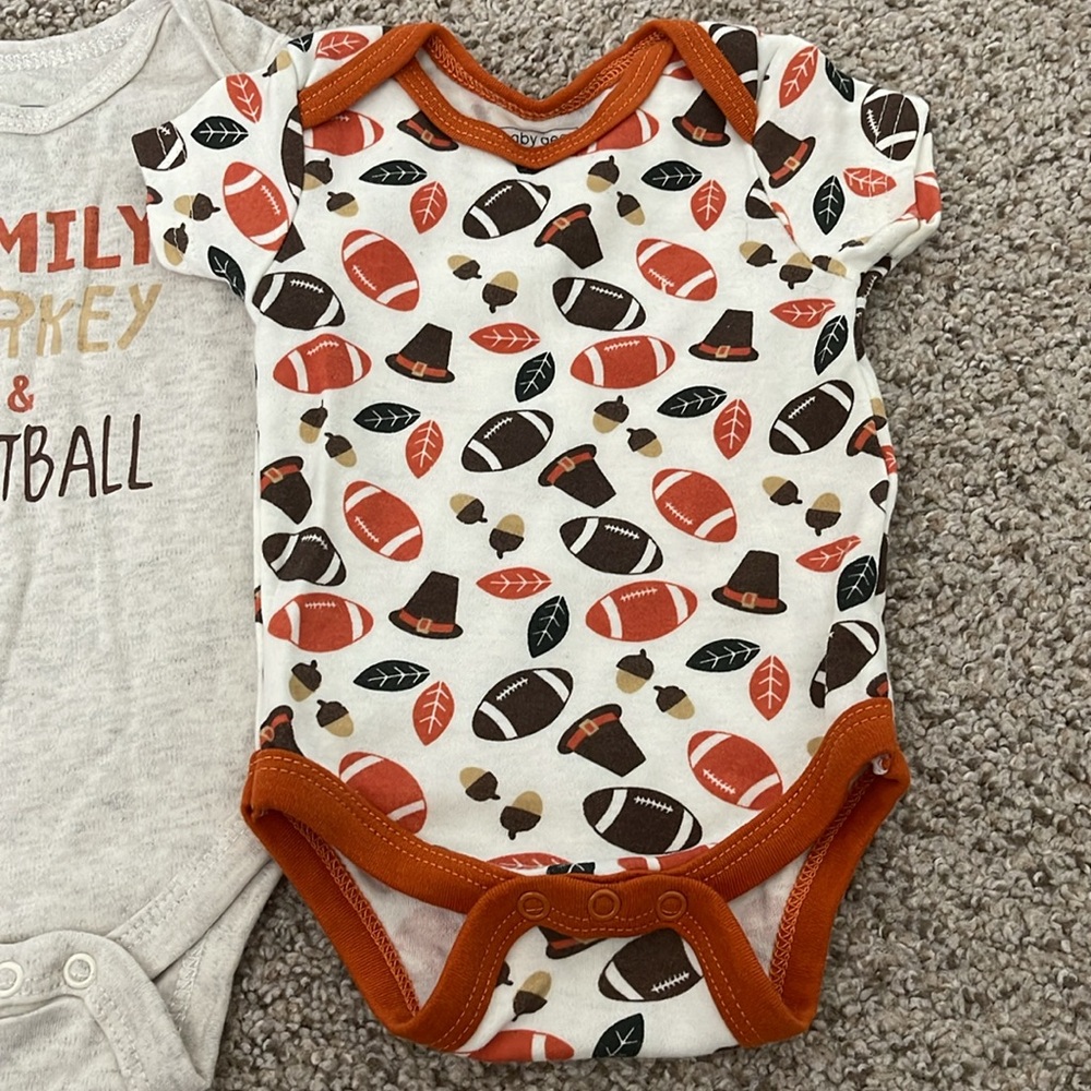 Thanksgiving and Football 0-3 months Bodysuit bundle - Picture 3 of 9